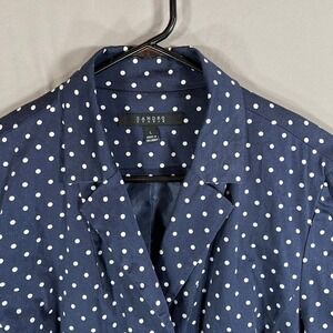 Navy Polka Dot Lightweight Stretch Blazer Women's Large - Preppy Classic Office